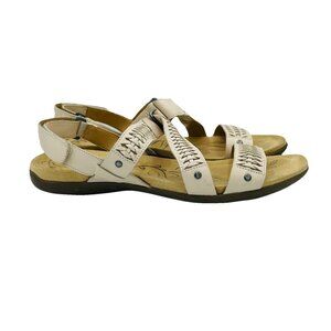 Naturalizer Shoes Womens Size 8.5N Leather Beige Eliora N5 Comfort Sandals Weave